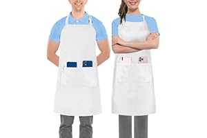 Utopia Kitchen tvådelat justerbart förkläde med 2 fickor – förkläde för restauranger och hemmakök 81 x 71 cm – justerbar nackrem