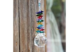 H&D HYALINE&DORA H&D Pendentif Attrape-Soleil en Cristal avec Prisme en Boule de Verre, Perles de Couleur Chakra et décoration Feng Shui Rainbow Maker