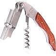 H&S Waiters Corkscrew Wine Bottle Opener Professional Stainless Steel Wood Handle Foil Cutter - Waiter Friend Corkscrew - Wine Opener Corkscrew - Cork Screws for Wine Bottles - Wooden Wine Opener