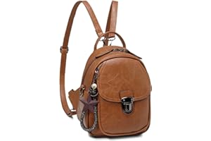 KASGO Mochila Pequeña Mujer, Bolso Mochila de Cuero PU Mini Mochila Viaje de Moda Bolso Bandolera Casual Mochila Convertible 3 Formas de Llevar con Correas Desmontables para Trabajo Escolar
