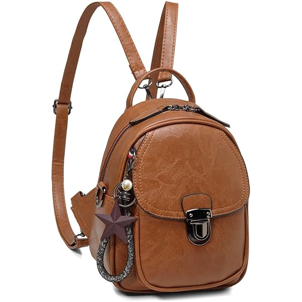 Miss Lulu Kleine waterdichte rugzak voor dames, modern, casual, PU-leer, voor stad, reizen, werk, school, beige, één maat