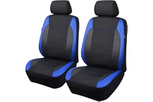 Flying Banner Gabardine Mesh Front Car Seat Covers Airbag Compatible Protector Universal for Most Car Truck Vans SUVs (Black and Blue)