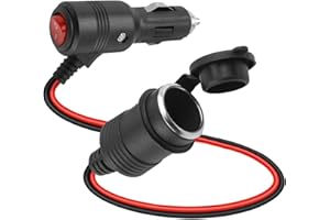 LUMITREX Zigarettenanzünder mit Schalter, 12V-24V Zigarettenanzünder Verteiler Adapter mit 15A Sicherung Ladegerät Verlängerungskabel 100CM für Auto Motorrad LKW Wohnmobil