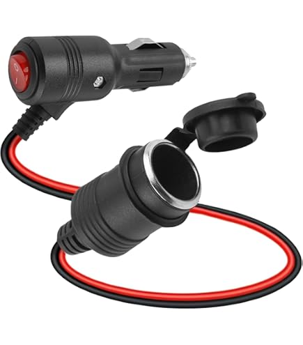 GUNGY Verlengkabel voor de auto, 1 meter, sigarettenaansteker, stekker, verlenging, 16 AWG, waterdicht, met 15 A zekering voor 12 V/24 V stroom, stopcontact, adapter, vrachtwagen, camping, camper