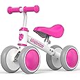 allobebe Baby Balance Bike for 1-2 Year Old, toys for 12-24 Months girls, pink 4 wheel Adjustable Soft Seat Balance Bike