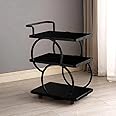 FURNIFOX End Table Bar Trolley 3-Tier Metal Serving Trolley with Gold Elegant Home and Restaurant Mobile Cart for Effortless Food Serving Coffee Table for Living Room & Bedroom Decor (Full Black)