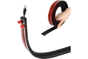 Btstil Floor Cable Cover Protector, Flexible Wire Cover, Self-Adhesive Small Cable Duct | Protect Cables & Prevent Trip Hazards | Ideal for Office, Home, Workshop, Warehouse, Garage (Black, D30, 3m)