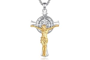 EUDORA Harmony Ball Collana con Crocifisso di Gesù in Argento Sterling 925 per Uomo e Donna, Ciondolo con Croce di Gesù Placcato oro 18 Carati Amuleto Protezione Regalo di Gioielli, 22 pollici