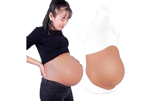 YEEFAIRY Realistische Silikon Schwangerschaftsbauch Gefälschter Bauch Fake Künstlich Babybauch Kostüm für Cosplay Männer Schwangerschaft Simulation im 8. bis 10. Monat Schwanger (Größe L, Bräune)