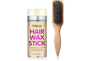 FUNAN Slick Back Hair Brush & Hair Wax Stick Set for Women & Kids, Boar Bristle Brush for Sleek Sectioning & Parting, Wax Stick Control, Smooth Flyaways & Baby Hairs air Pomade Stick