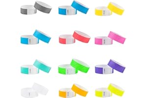 L LIKED 120 Pcs Numbered Wristbands for Events, Waterproof Paper Neon Wristbands Party Bands Entrance Wrist Bands for Events Music Festival Concert Contest (12 Colors)