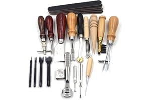 LAEMALLS 18 Pz Kit di Utensili in Pelle, Cuoio da Cucito a Mano Utensile per Lavorazioni Pelle e Tessuti Pesanti, Accessori per Lavorazione Pelle, Aghi Attrezzi per Cucire da Artigianato DIY#3