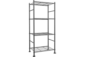 Sakugi Storage Shelves - 4 Tier Sturdy Metal Garage Shelving Unit with Adjustable Leveling Feet, Space-Saving Shelves Organizer for Pantry, Laundry, Kitchen, 46.5 x 32.0 x 112 cm, Black