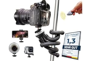 Atairs Handy Stativ für Smartphone mit Fernauslöser - Flexibles Reisestativ für Kamera, DSLR, Actioncam - Selfiestick, Mini Stativ klein - geeignet für iPhone, Samsung, Googe Pixel - weiß