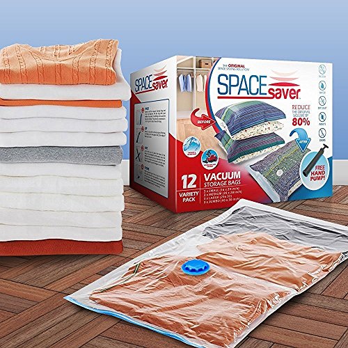 Platzsparende Premium-Vakuumbeutel, Mehrfach-Pack (3 x klein, mittel, groß & extragroß), 80% mehr Stauraum als andere Marken. Eine gratis Handpumpe für Reisen - 2