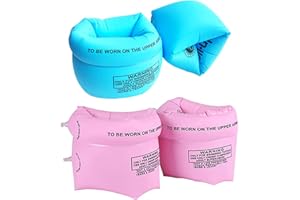 LANKOER 4 Pack Inflatable Swimming Armbands, Thickened Float Roll up Sleeves Swimming Arm Floats Pool Arm Bands Float Swimming Ring Roll Up Armbands for Kids Adults