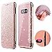 Produktbild Nadoli Flip Schutzhülle für Galaxy S10e,Rose Gold Glänzend Funkeln Bling Pu Leder & Überzug Glitzer Skin Transparent Silikon Zurück Luxus Brieftasche mit Kartenfach für Samsung Galaxy S10e