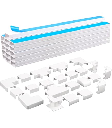 LINK LK605256 Lot De 6 Protège-câbles En PVC Avec Couvercle Coulissant, Blanc, 60 Mm X 25 Mm X 1 M