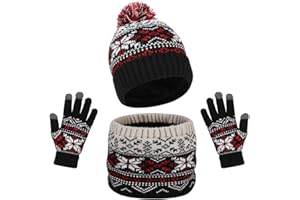 DURINM 3 in 1 Conjunto de Gorro Bufanda y Guantes Niños Conjunto de Gorro Bufanda y Guantes Niña Set Niños Conjunto de Bufanda Gorro Guantes Forro Polar Beanie Gorro Sombrero