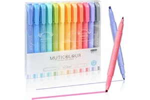 EooUooIP Surligneurs, 12 à Double Pointe Surligneurs Pastel et Marqueurs, Highlighter Coloris Fluo, Fournitures de Bureau Scolaire, Fournitures de Journal de Balle