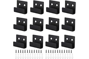 YUAAOH Crochet Mural Robuste 12Pcs Support Mural Miroir de Fixation Crochets Muraux en Acier Laminé à Froid Crochet Mural a Visser avec Vis pour Bain Cuisine Garage(Noir, Largeur Intérieure de 11mm)