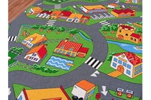 ‎RUGSX rugsx Teppich Little Village Kinderteppich für Babyzimmer, Spielteppiche, Kinderzimmer, Mehrfarbig, 200x350 cm