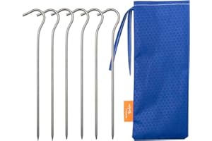 TiTo Titanium 6 pièces Piquets de Tente 16.5cm Piquets de Tente Piquets pour Sols durs Titane Clous de Tente Crochets pour Le Jardinage Le Camping la Pêche et Les Tentes(Titane,3 × 165 mm)