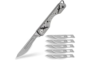 KeyUnity Coltello pieghevole in titanio KK01, coltellino tascabile EDC con lama sostituibile n. 24, per caccia all'aperto, campeggio, pesca, escursionismo per uomini e donne