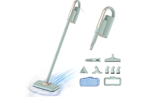 Newbealer Scopa a Vapore & Pulitore a Vapore Portatile, 1200W Lavapavimenti a Vapore Potente Multifunzione, 3 Livelli Regolabili per Pavimenti, Tappeti, con 7 Accessori
