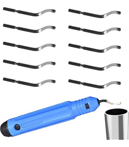 Deburring Tool With 10 High Speed Steel Blades, Deburring Tool 3D Printing Deburring Tool Metal Resin Copper Plastic Pvc Pipes 3d Printed Edges 1 Blue Hand