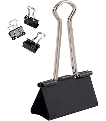 Foldback Klemclips, groot, 60 mm, 6 stuks, paperclips, multifunctionele klemmen, super extra grote bulldog-clips, zwart