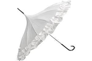 Superbia Pagoda Frill Long Stick Umbrella Parosol for Sun and Rain Princess Lolita Unique Style Fancy Umbrella Wedding Waterproof Windproof