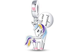 HappyStar 925 Sterling Silver Charms， Regalos para mamá, I LOVE MOM abalorios para pulseras Charms para Señoras Apto para Pandora y europeos pulseras y collares （Con perlas de aislamiento）