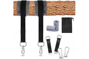 LSRVNM Tree Swing Straps Hanging Kit, 5ft Sturdy Hammock Straps with 2 Heavy Duty Safety Lock Carabiner Hooks, Holds Up to 2200lb, for Outdoor Camping Backpacking Garden Hammocks and Swings