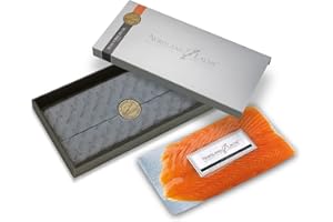 Nordland-Lachs Präsent zu Ostern | Lachs Feinkost Geschenk mit 230g Räucherlachs aus Schottland und Saucen | Edle Geschenkbox für Geschäftspartner