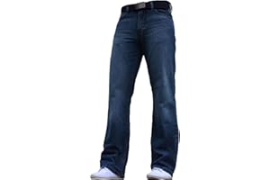 F.B.M JEANS BNWT Men's Wide Leg Bootcut Flared Blue Heavy Denim Jeans