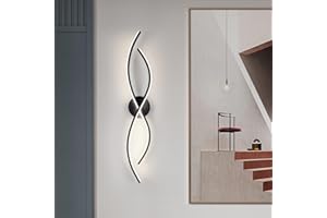 EIDEARAY Led Wall Light Indoor,30W Black Modern LED Wall Lighting Fixtures,Wavy Wall Sconce Light 4000K Cool White Wall Lamps for Bathroom Bedroom Living Room 80cm