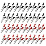 Dreamtop - Lot de 40 pinces crocodiles de 55 mm avec embouts en plastique pour sonde de test - Couleurs : Noir et rouge