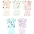 BREEZEWAY Cotton New Born Baby Boys & Baby Girls Top And Bottom Set Half Sleeve Front Button Combo 0-6 Month Babies (Pack Of 5 Set, Multicolor)