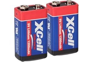 WSB 2 pilas de litio de 9 V de 1200 mAh, 9 V E-Block (U9VL, CR-9V, 6LR61) para 10 años, ideal para, por ejemplo, detectores de humo, detectores de fuego, medidores, micrófonos, etc. Juego de baterías (2