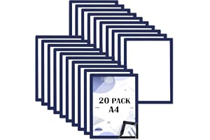 LDHHYH 20-pack Magnetram A4 Blå, Självhäftande Magnetram och Blå Informationsram 24 x 32 cm med Magnetisk Stängning, Vikbar P
