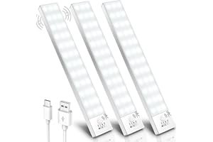 Ylatoial Luce Armadio LED con Sensore di Movimento, 4 Modalità Luce Sottopensile Cucina, USB Lampada LED Ricaricabile, Senza Fili Luci Notturna per Armadio Cucina Scale Corridoio Garage