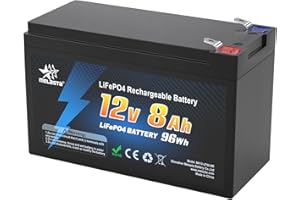 ‎MELASTA melasta 12V 8Ah LiFePO4 Batterie,BMS Schutz, wiederaufladbar 2000 Zyklen Deep Cycle Lithium Akku,Lithiumbatterie, Perfekter Ersatz für Blei-Säure Batterien für Wohnwagen, Camping, Solaranlage, Boote