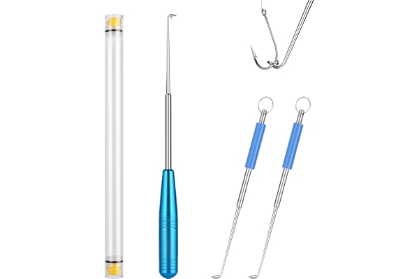 Vicloon Acier Inoxydable Remover Poisson Crochet, 3Pcs Dégorgeoir de Peche, Dégorgeoir De Hamecon Peche avec Tube de Stockage, Extracteur Hameçon Fish Hook Remover Kit d'Outils de Retrait d'Hameçon