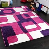 Paco Home Vloerkleed voor kinderen, trendy retro, roze, paars en crème, 120 x 170 cm - 2