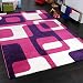 Designer Rug - Kids - Woven - Trendy Retro Style - Magenta Purple Cream, Size:60x100 cm