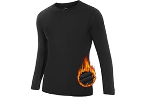 SIMIYA Mens Long Sleeve Thermal Tops Crew Neck Thermal Underwear Winter Warm Base Layer Thermals T-Shirt Vest