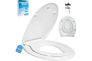 TPSOJJY Toilettendeckel mit Kindersit,Antibakteriell & UV-beständig | Klodeckel mit Kindereinsatz,kl.WC Sitz einfache Montage, bis 250 kg,mit Quick Release Funktion(Oval Familiensitz Upgrade)