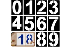 MisFun 10 Piezas Plantillas Números Grandes para Pintar, Reutilizables 20cm Plantillas Numéricas de Tartas y Manualidades 0 a 9 para Pintura Graffiti Pared