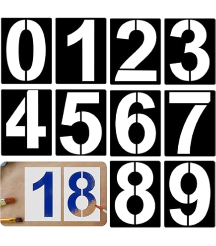 Stencil Numeri Grandi 30cm AIEX - 10 Pezzi Da 0 A 9, Riutilizzabili, Per Pittura - Foto 2